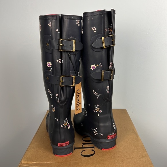 Chooka Women's Versa Wide Calf Tall floral pattern rain Boot size 6 - Picture 5 of 8